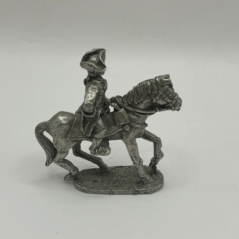 Vintage 1986 RM 40A Pewter Miniature Colonial Soldier on Horse Figurine